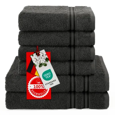 Produktbild von Hammetex Handtücher Set 6-teilig – 2 Badetücher 70x140 cm, 4 Handtücher 50x100 cm, 100% Baumwolle,