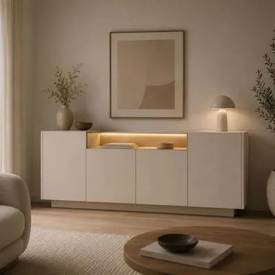 Image de Halefa - Buffet, 103x40x83h cm Beige, 4 Étagères
