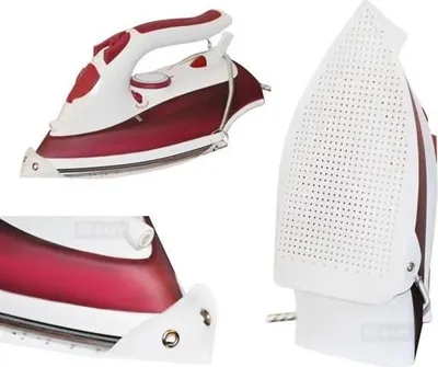 A collage of an iron and its soleplate.
