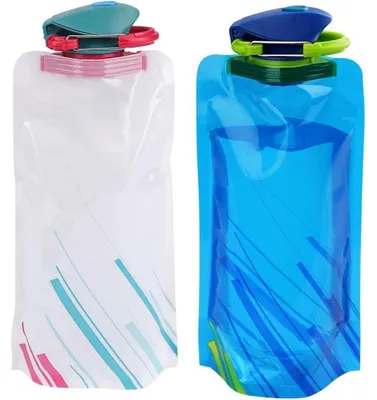Produktbild von Faltbare Trinkflasche 2 Stück Blau+Weiß 700 ml BPA-frei