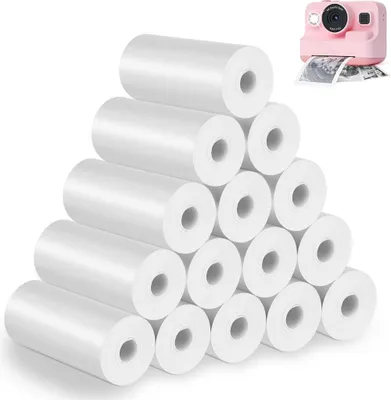 Produktbild von 15 Rollen Thermopapier für Kinder-Sofortbildkamera, weißes Nachfülldruckpapier 57*500mm für Fotos, Notizen & Etiketten