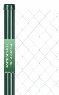 Imagen del producto de Poste redondo Strend Pro METALTEC, 48/1500/1,25 mm, galvanizado y recubierto de PVC, verde RAL 6005, con tapa