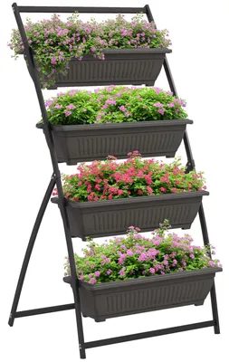 Produktbild von Outsunny Pflanzenständer, Blumenständer mit 4 Etagen Pflanzenregal mit Löchern