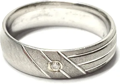 Produktbild von Ring 925 Silber rhodiniert Zirkonia matt gemustert Bandring #52