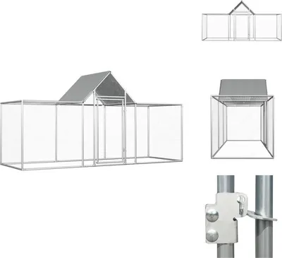 Zdjęcie produktu dla vidaXL Kurnik 3x1x1,5 m Stal ocynkowana - Pomieszczenia i wybiegi dla małych zwierząt