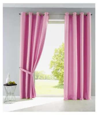 Produktbild von 2er Set blickdichte Vorhänge »Palermo« mit Ösen und Raffhalter, Dekoschal HxB 175x140 cm, Rosa