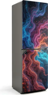 Obrázek produktu pro Dynamické energetické vlny - Magnetický kryt ledničky - Dekorativní magnetická fólie do kuchyně - Magnet na ledničku - Samolepicí magnetická tabule - Magnetická fólie na dveře ledničky - 60x190 cm