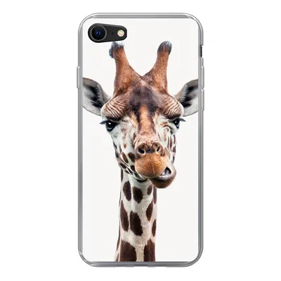 Produktbild von MuchoWow® Handyhülle Schutzhülle Hülle für iPhone 8 Jungen - Giraffe - Tiere - Kopf - Porträt - Kind - Mädchen Silikon Softcase Handy Hülle - Schutzhaube