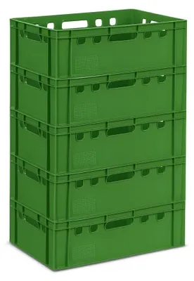 Produktbild von Robuste Aufbewahrungsbox - Stapelbar - 5 Stück - 60 x 40 x 20 cm - Kunststoffbox