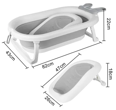 Image de Baignoire 2 en 1 pour bébé - Baignoire pliable pour nouveau-nés - Avec thermomètre intégré - PVC - Pour les bébés de 0 à 6 mois - Motif lapin 43 × 18 × 86 cm