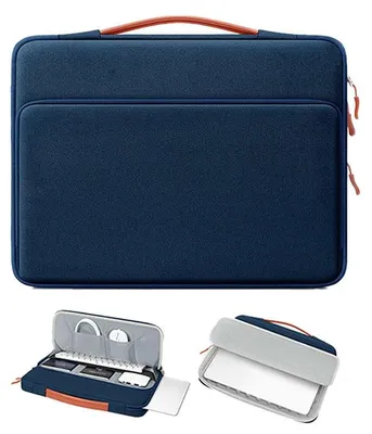 Zdjęcie produktu dla Torba na laptopa biznesowego 14 cali, materiał Oxford, wodoodporna, odporna na uderzenia, pojemna, z wieloma kieszeniami, torba ręczna, ultralekka, organizer, niebieska