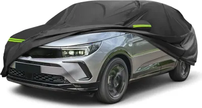 Produktbild von Autoabdeckung fš¹r Opel Grandland X 2017-2024 210D-PU Outdoor Vollabdeckung Ganzjahres-Wasserdicht Winddicht Sonnenschutz mit Fahrertš¹r Rei?verschluss Schwarz