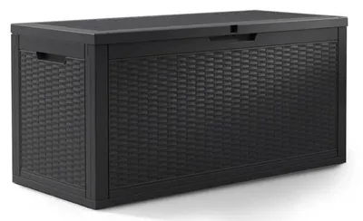Image de Bac de rangement de jardin pour coussins et outils, 340 l, noir, imperméable, 119 × 58 × 52 cm
