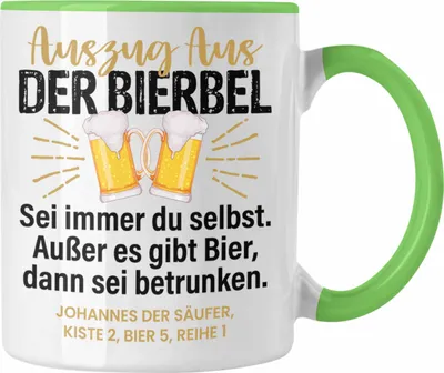 Produktbild von Trendation - Bierbel Tasse Geschenk Humor Biertrinker Geschenkidee Lustiger Spruch Männer Humor (Grün)