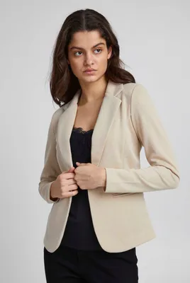 Produktbild von ICHI IHKATE PIQUE BL Damen Blazer Kurzblazer Jacke Ein-Knopf-Blazer mit Stretch