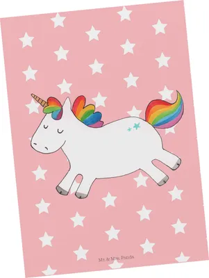 Produktbild von Mr. & Mrs. Panda Postkarte Einhorn Happy - Rot Pastell - Geschenk, Einhörner, Lachen, Postkarten, Fotokarte, Spaß, Unicorn, Ansichtskarten, glücklich, einzelkarte
