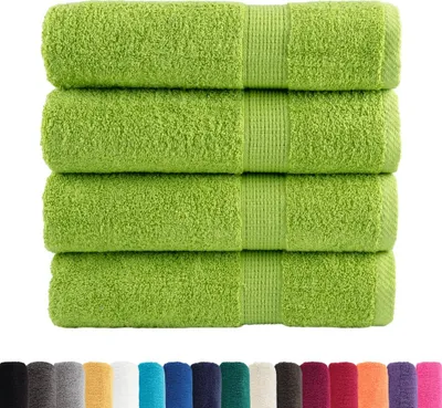 Image de vidaXL Serviettes de bain haut de gamme SOLUND, lot de 4, vert pomme, 100 x 150 cm, 600 g/m²