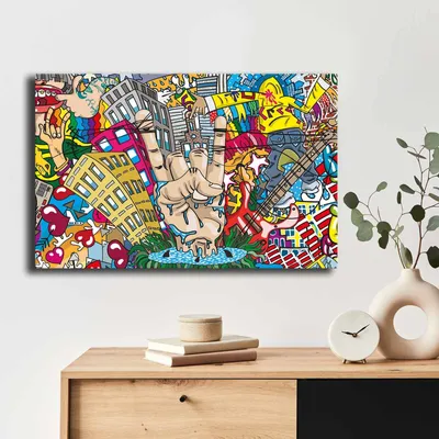 Produktbild von Wallity, 4570POP-012, Dekorative Leinwandmalerei, Mehrfarbig, 100 % LEINWAND, 45 x 70 cm