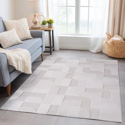 Zdjęcie produktu dla Carpetsale24 Dywan Wewn?trzny i Zewn?trzny Wodoodporny Efekt 3D Styl Skandynawski Prany Trwa?y Salon Taras, Rozmiar: 240x340 cm