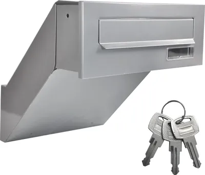 Produktbild von Alsten Tech Mauerdurchwurf Briefkasten für Haus und Büro Postkasten zum Einmauern mit 3 Schlüssel Einbaubriefkasten, 285x110x420mm, Flash Silber