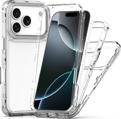 Image de Coque transparente pour iPhone 16 Pro, coque transparente antichoc TPU et PC hybride