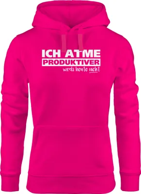 Produktbild von Damen Hoodie mit Spruch Ich atme produktiver wird`s heute nicht Moonworks® pink M