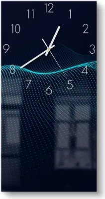 Produktbild von DEQORI Glasuhr 30x60 cm Zahlen 'Virtuelles Punktegeflecht' Wanduhr Glas Uhr Design leise