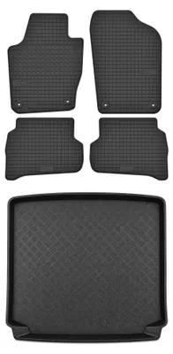 Productafbeelding van Rubberen automatten + kofferbakmat voor Seat Ibiza IV 6J 2010-2017 (stationwagen) – 5-delig, zwart, op maat – Wielganizator