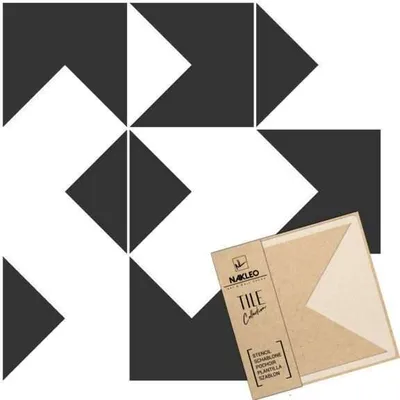 Produktbild von Tile Fliesen Schablone zum Malen 2 Stück Set 33x33 cm, Mirandela Geometrisches Mosaik, Kunststoff Wiederverwendbare Bodenschablone DIY