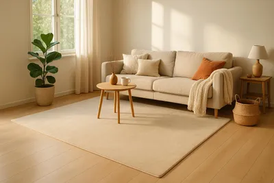 Produktbild von Padiro Sanfter Kurzflor-Teppich 160 x 230 cm - Hellbeige - modernes Uni-Design - für Fußbodenheizung - aus Polyester