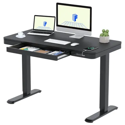 Obrázek produktu pro FLEXISPOT Q3, elektrický výškově nastavitelný stůl se zásuvkou, USB-C portem, 4 paměťovými pozicemi, ochranou proti kolizi, LED displejem, rozměry 120x60 cm (černý)