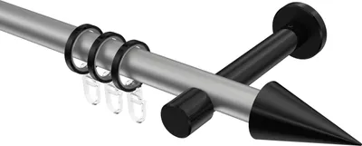 Produktbild von Interdeco Gardinenstange / Vorhangstange Silbergrau / Schwarz, Typ Prestige Savio (Kegel), 20 mm Ø 1-läufig, 260 cm