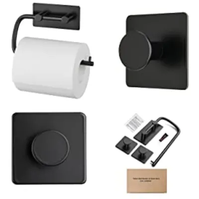 Produktbild von Toilettenpapierhalter Toilettenpapierhalter-Set ohne Bohren, selbstklebend, mit Haken