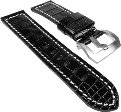 Produktbild von Uhrenarmband Ersatzband Leder Band schwarz 24234, Stegbreite:24mm