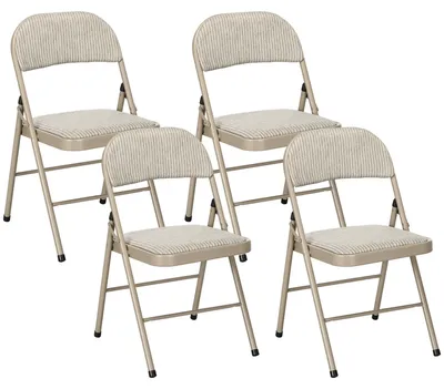 Produktbild von 4er Set Klappstühle Tragbare Büro Leinenoptik Beige für Zuhause und Alltag