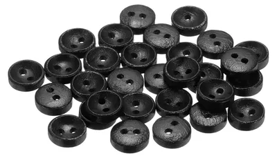Produktbild von 30 Holzknöpfe, 10 mm - Schwarze Nähknöpfe für DIY-Projekte