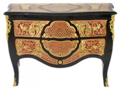Produktbild von Casa Padrino Barock Boulle Kommode Schwarz / Gold / Rot 130cm - Luxus Sideboard aus Massivholz