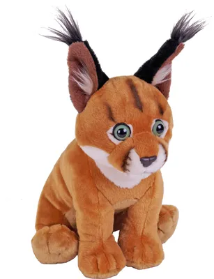 A plush toy of a caracal sitting down.