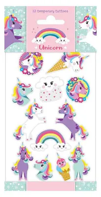 Immagine prodotto di Tatuaggi temporanei Totum Unicorno: vari motivi, facili da applicare, per bambini dai 3 anni in su
