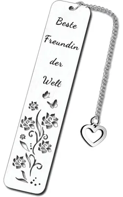 Productafbeelding van RVS bladwijzer "Beste vriendin ter wereld", gepersonaliseerd cadeau, 13 cm