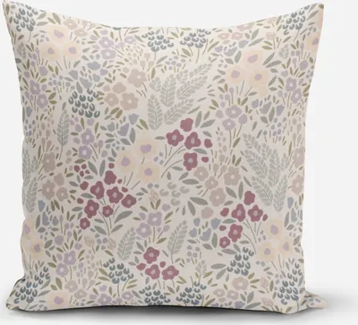 Produktbild von SCHÖNER LEBEN. Kissenhülle Digitaldruck  Blumenwiese cremeweiß lila Größe 70x70cm (HxB) 70x70cm (HxB) Größe