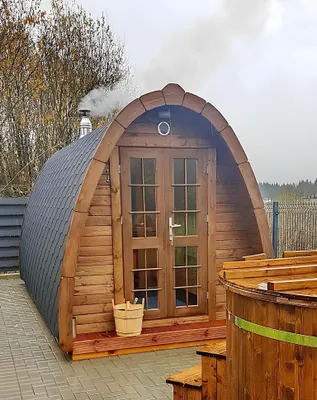 Produktbild von Sauna Holz Außensauna Gartensauna Saunas Finnische Ofen Saunahaus 240x590cm