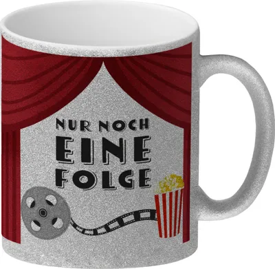 Produktbild von Nur noch eine Folge Glitzer-Kaffeebecher für Serienjunkies