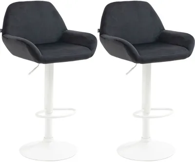 Produktbild von 2er Set Barhocker Braga Samt weiß schwarz