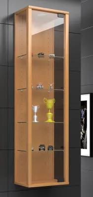 Produktbild von VCM Glasvitrine hängend | Vitrine Glas mit ESG-Sicherheitsglas | Maße ca. H. 115 x B. 33 x T. 18 cm| Hängevitrine Glas | Modern und platzsparend | Glas Vitrinenschrank - Stano Mini