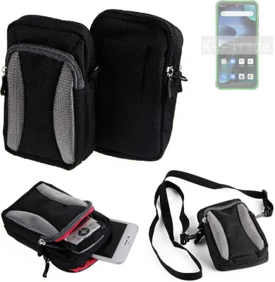 Produktbild von K-S-Trade Holster Schutz Hülle kompatibel mit Blackview BV5200 Pro Handy Hülle Gürteltasche Umhängetasche mit Zusatzfach schwarz