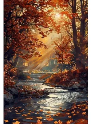 Image de Mosaïque diamant Herbstbach dans la forêt 30x40 cm Diamants créatifs