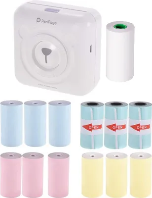 Produktbild von PeriPage Mini vrecková tlačiareň štítkov Tlačiareň štítkov Termotlačiareň papiera s pripojením Bluetooth + 9 termálnych roliek + 3 rolky lepiacej pásky 57 * 30 mm (biela)