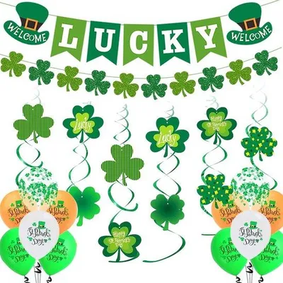 Produktbild von St. Patrick's Day-Banner-Dekoration – 49-teiliges Set – grüne Dekoration – stimmungsvolle Party-Accessoires