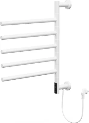 Immagine prodotto di Scaldasalviette elettrico LuxeBath 450x622 mm con 5 bracci orientabili a 180° e funzione timer Radiatore scaldasalviette bianco lucido 75 W 45-60 °C, montaggio a parete
